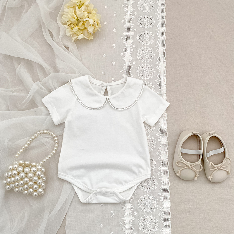 Bamboo Bodysuit Baby - Baju Monyet Warna Polos Kerah Boneka