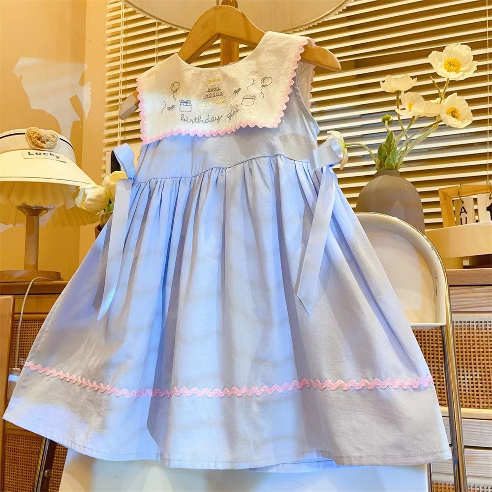 Baby Clothing Line - Gaun kasual anak perempuan gaun biru