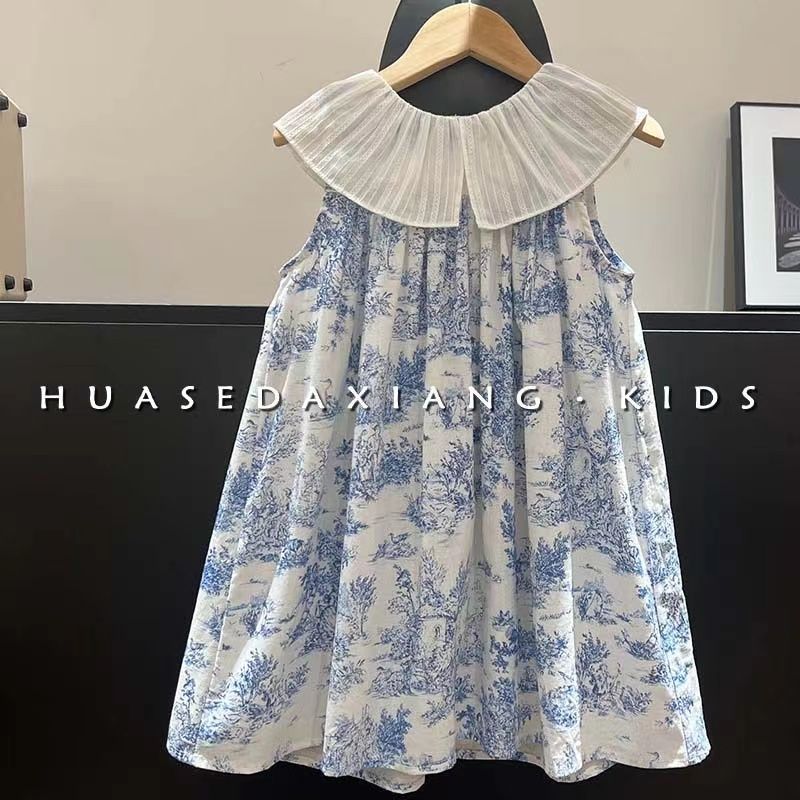 Baby Clothing Line - Gaun Anak Perempuan Retro Kerah Daun
