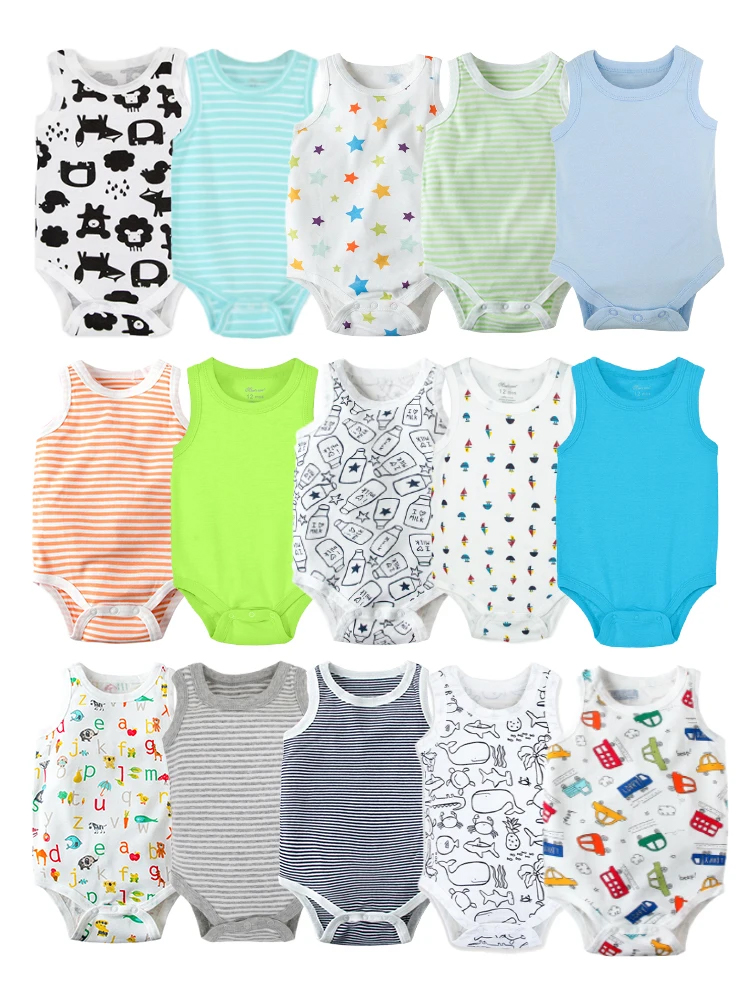 Bamboo Bodysuit Baby - 3 buah Jumpsuit segitiga musim panas